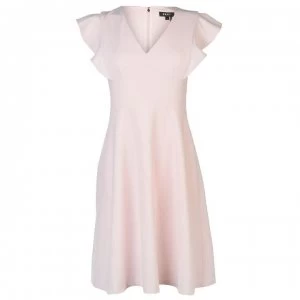 Image of DKNY V Neck Ruffle Dress Ladies - Pink