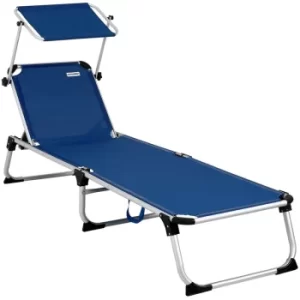 Image of Garden Sun Lounger 210cm Beach Outdoor Patio Balcony Sun Shade Day Bed Folding Blue