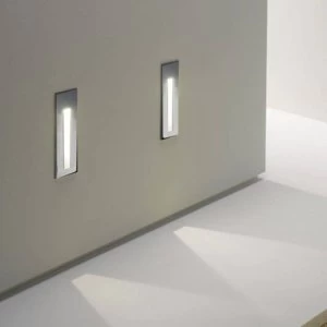 Image of LED 1 Light Indoor Recessed Marker Wall Light Brushed Stainless Steel