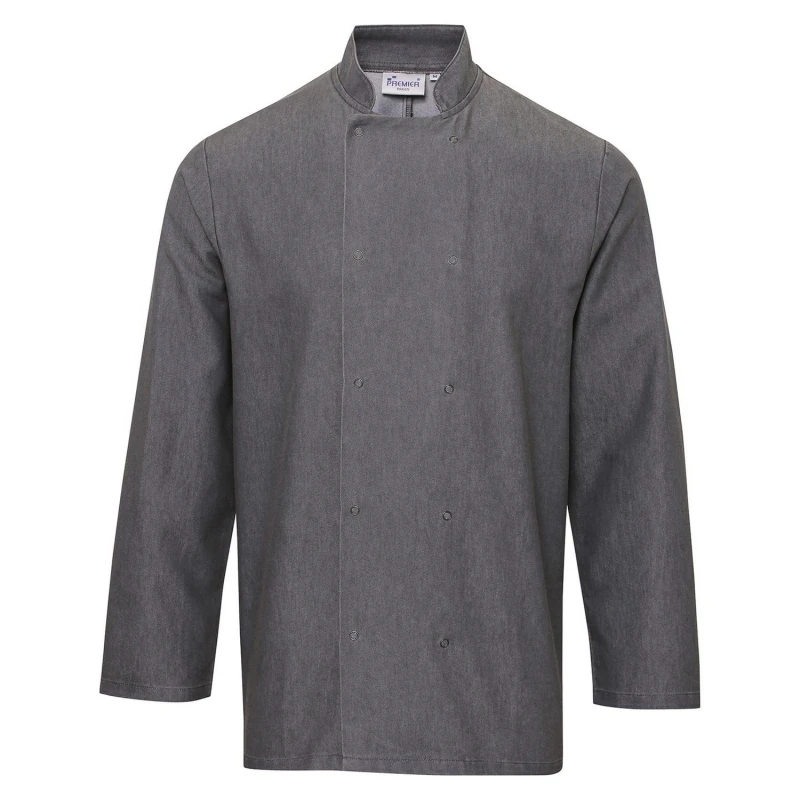 Image of Premier Premier Men Wrap Over Long-Sleeved Chef Jacket in Dark Grey Size: Medium Dark Grey M Male 5063470391875