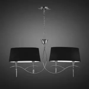 Image of Mara 2 Arm pendant lamp 4 E14 bulbs, polished chrome with Black lampshades