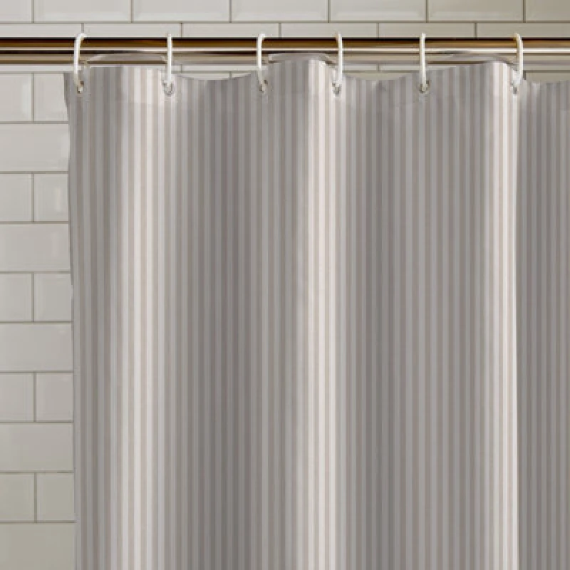 Image of Catherine Lansfield Timeless Stripe Shower Curtain Natural