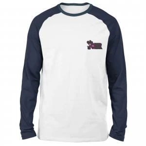 Image of DC Joker Embroidered Unisex Long Sleeved Raglan T-Shirt - White/Navy - M