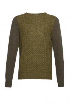 Image of Mens French Connection Mohair Cable Mix Jumper Green