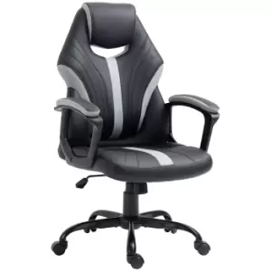 Image of Vinsetto Racing Gaming Chair, Home Office Computer Desk Chair, Faux Leather Gamer Chair with Swivel Wheels, Black Grey