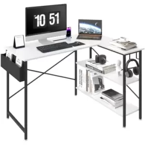 Image of VEVOR L Shaped Computer Desk Corner Desk w/ Shelves 47" for Home Office White