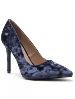 Image of Qupid Milia velvet court shoe Blue
