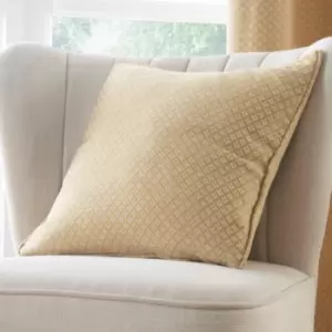 Image of Dreams & Drapes Indiana Geometric Diamond Jacquard Piped Edge Filled Cushion, Yellow, 43 x 43 Cm