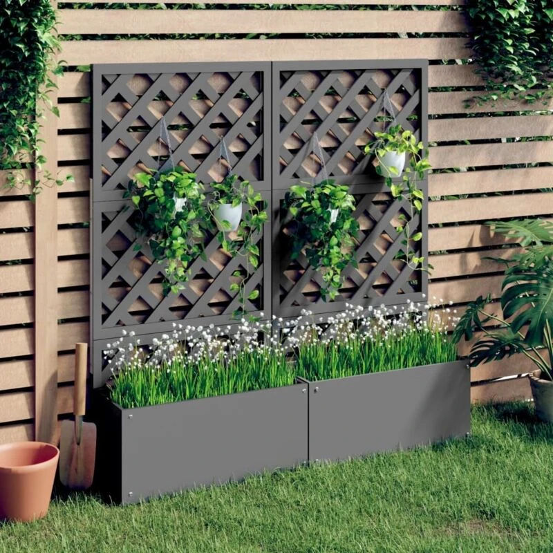 Image of VIDAXL Trellis Planters 2 pcs Grey 65x33x135cm wpc Vidaxl 3154899