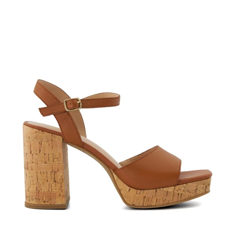 Image of Dune London Jacuzzi Platform Block Heel Sandals Tan female UK 7