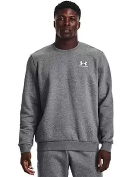 Image of Under Armour Training Essential Fleece Crew - Grey, Size S, Men