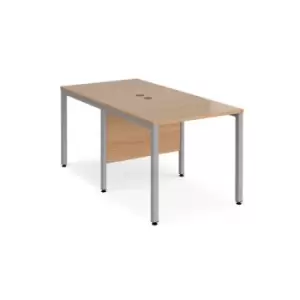 Image of Office Desk 2 Person Rectangular Desk 800mm Beech Tops With Silver Frames Maestro 25