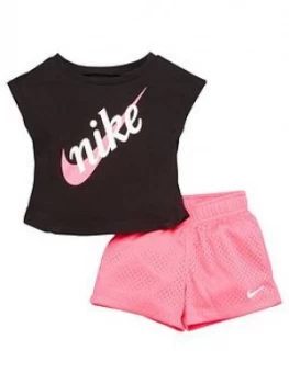 Image of Nike Sportswear Toddler Girls Script Futura Shorts Set - Pink