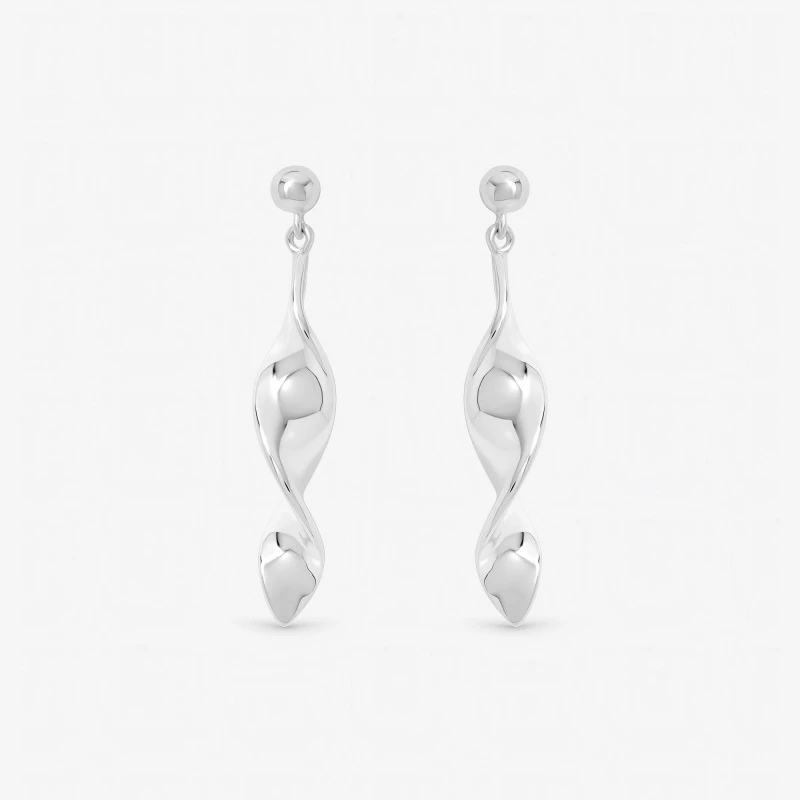 Image of Inicio Sterling Silver Plated Twist Drop Earrings Silver female One Size