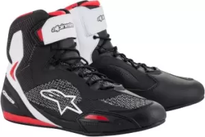 Image of Alpinestars Faster 3 Rideknit Motorcycle Shoes, black-white-red, Size 40 41, black-white-red, Size 40 41