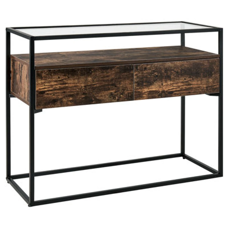 Image of Beliani Industrial Console Table Mauk Dark Brown