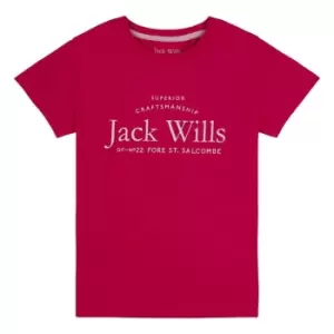 Image of Jack Wills Kids Girls Forstal Logo Script T-Shirt - Purple