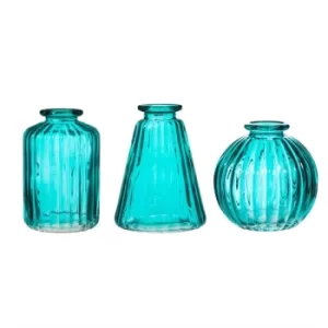 Image of Turquoise Glass Bud Vases (Set Of 3)