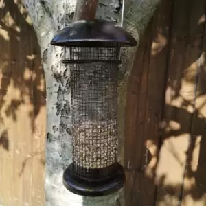 Image of Tom Chambers - Giant Heavy Duty Flick Top Garden Wild Bird Hanging Copper Effect Metal Peanut Feeder