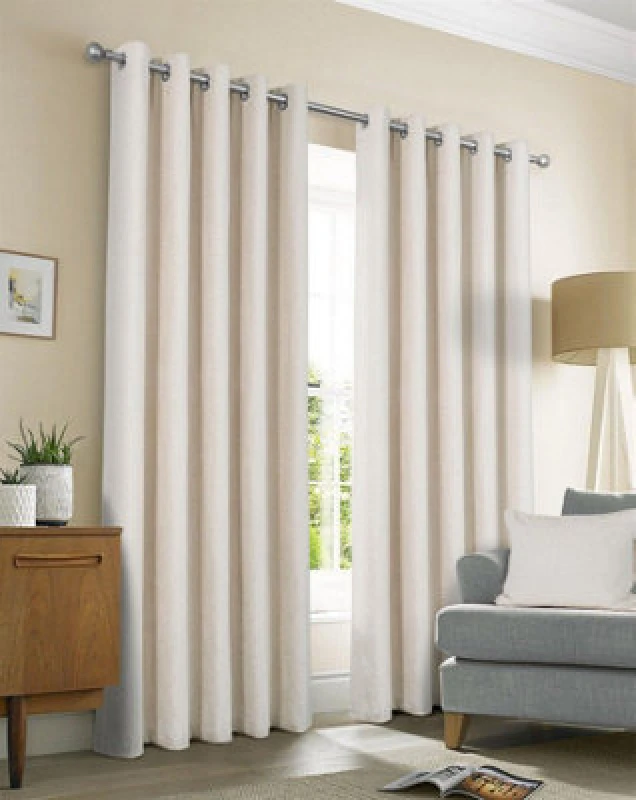 Image of Sundour Amberley Chenille Eyelet Curtains Beige