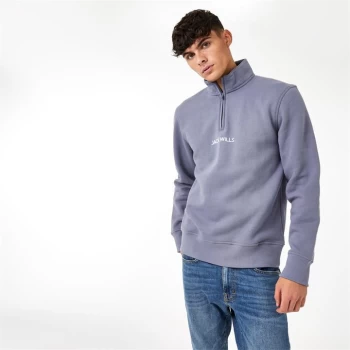 Image of Jack Wills Quarter Zip Sweatshirt - Dusky Blue