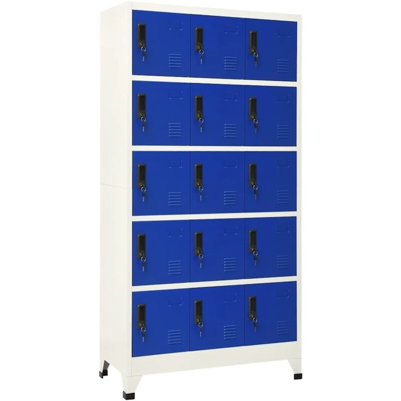 Image of VIDAXL Locker Cabinet Grey and Blue 90x40x180cm Steel Vidaxl 8720286701324
