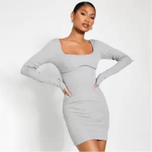 Image of I Saw It First Rib Bust Cup Seam Mini Dress - Grey