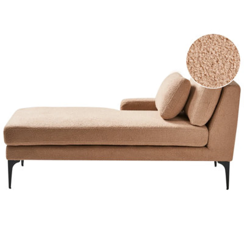 Image of Beliani Right-Hand Chaise Lounge Ewron Boucle Sand Beige