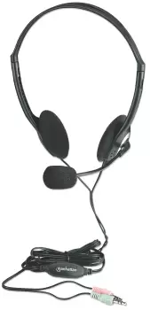 Image of Manhattan Stereo On-Ear Headset (3.5mm), Microphone Boom, In-Line...