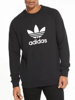 Image of adidas Originals Trefoil Crew Neck Sweat - Black, Size XS, Men