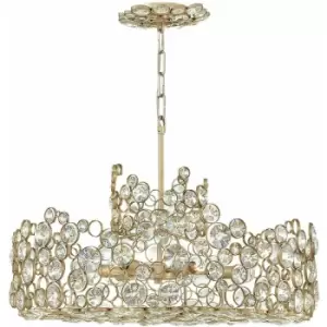 Image of Loops - 6 Bulb Chandelier Connecting Circles Faceted Crystals Silver Leaf LED E14 60W