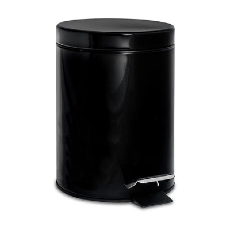 Image of Harbour Housewares Bathroom Pedal Bin - 3L - Black - Round Stainless Steel Slim Rubbish Dustbin Lid And Inner Liner Bucket