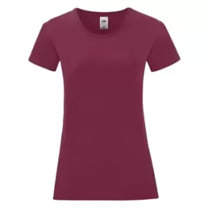 Image of Fruit of the Loom Womens/Ladies Iconic T-Shirt (XL) (Burgundy)