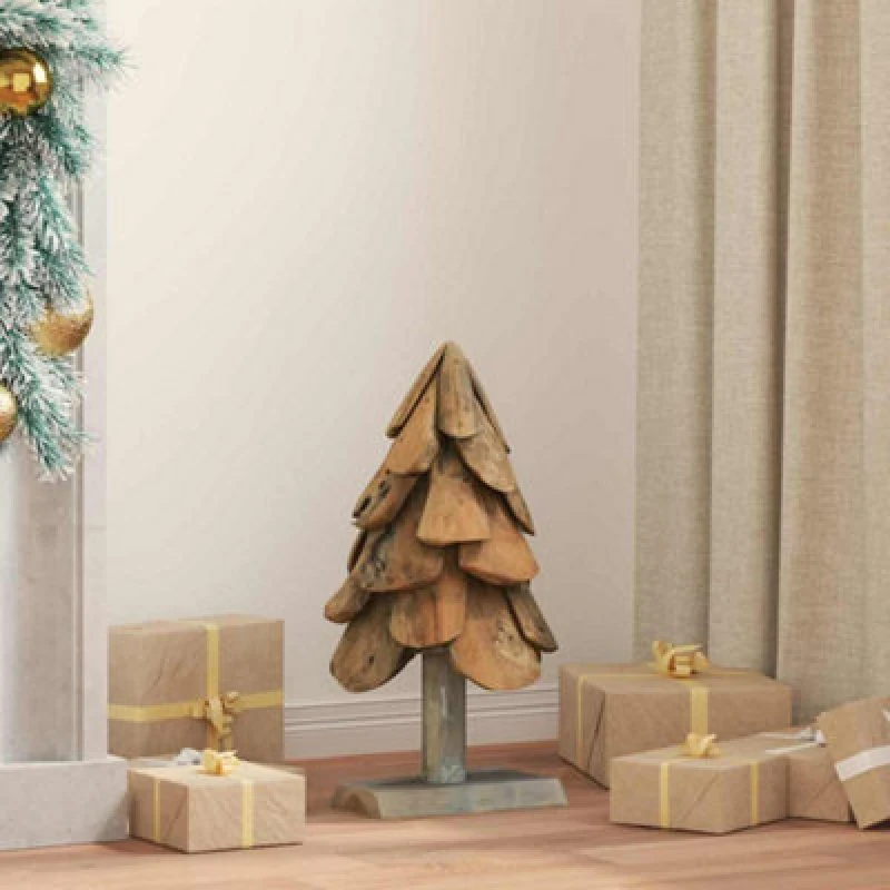 Image of Vidaxl Christmas Tree With Stand Brown 60 Cm Solid Teak Wood