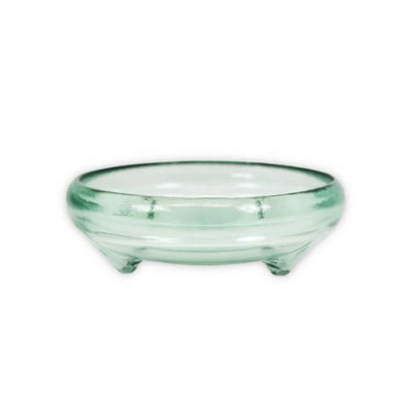 Image of Verano Spanish Ceramics Recycled Glass Kitchen Dining Room Home Decor Footed Glass Bowl - 24.5cm (W) Clear unisex