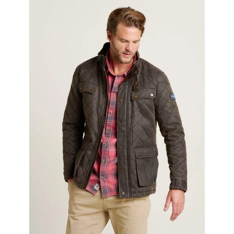 Image of Brakeburn Dry Wax Quilted Jacket Brown