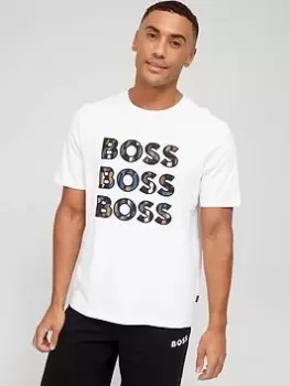Image of BOSS Teelogofun Repeat Logo T-Shirt - Natural, Natural Size M Men