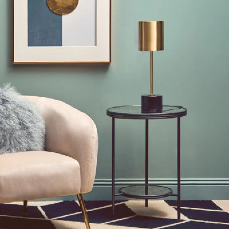 Image of Premier Housewares Design Two Tier Side Table, Two Tier Layout Small Lounge Table, Easily Maintained Rustic Side Table by Couch Black