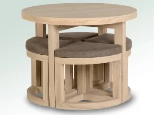 Image of Seconique Cambourne Stowaway 90cm Light Sonoma Oak Dining Table and 4 Stools Set