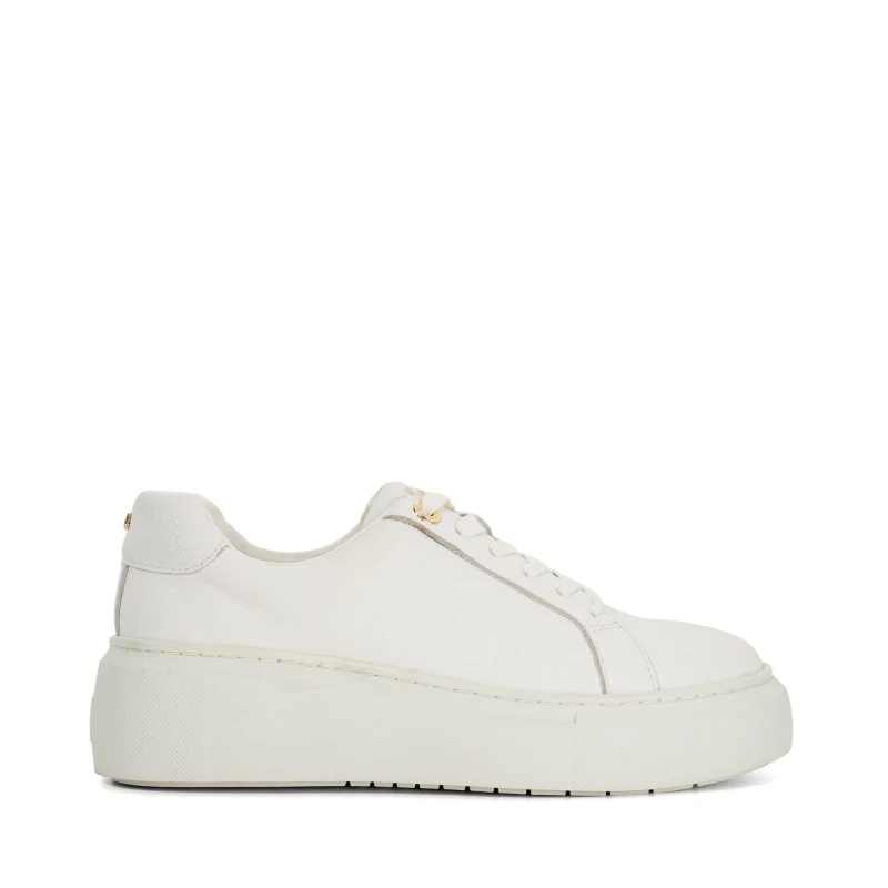 Image of Dune London Estrids Lace Up Branded Chunky Cupsole Trainers White female UK 3