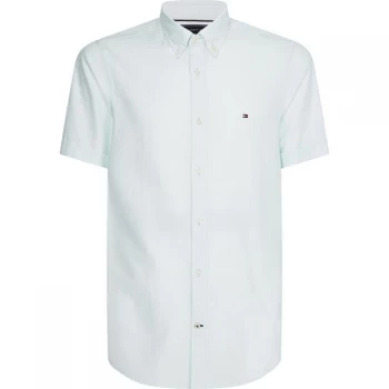 Image of Tommy Hilfiger Cotton Linen Short Sleeve Shirt - Oxygen