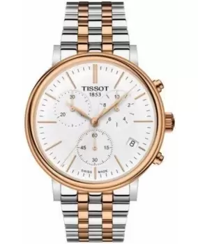 Image of Tissot T-Classic Carson White Dial Stainless Steel and Rose Gold Mens Watch T122.417.22.011.00 T122.417.22.011.00