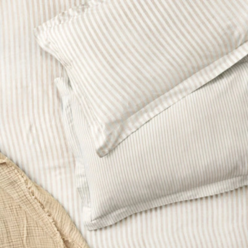 Image of Yard Hebden Striped Cotton Pillowcase Pair, Natural, 50X75Cm