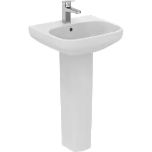 Image of Ideal Standard i. life Basin and Pedestal 50cm 1 Tap Hole in White Ceramic