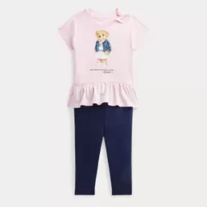 Image of Ralph Lauren Baby Bear Top and Leggings Set - Hint of Pink - 6-9 months
