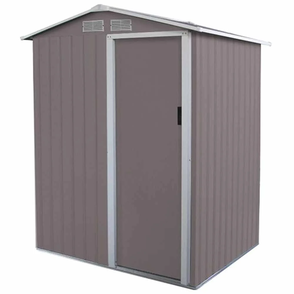 Image of Charles Bentley 4.9ft x 4.3ft Metal Storage Shed Warm Grey