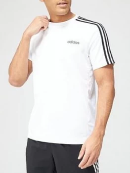 Image of Adidas D2M 3-Stripe T-Shirt - White
