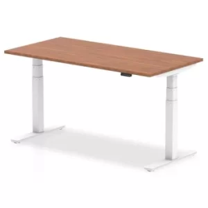 Image of Air 1600 x 800mm Height Adjustable Desk Walnut Top White Leg