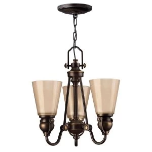 Image of Multi Arm Chandelier 3 Light Olde Bronze Finish, E27