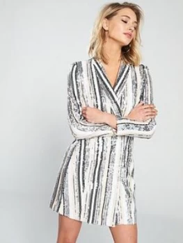 Image of Forever Unique Antares Sequin Blazer Dress - Nude, Size 16, Women